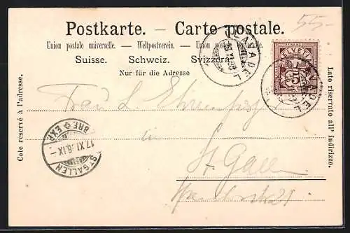 AK Davos, Kurhaus Clavadel von Südost und Nordwest, Gesamtansicht, Villa Bellevue