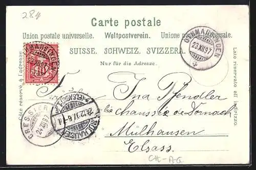 Lithographie Aarau, Alpenzeiger, Kaserne, Gesamtansicht