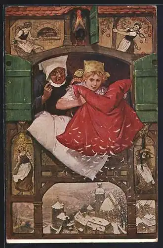 AK Szene aus Frau Holle mit Goldmarie