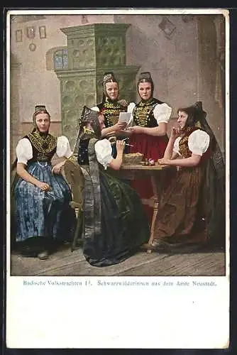 AK Serie: Badische Volkstrachten: Schwarzwälderinnen aus dem Amte Neustadt