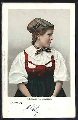 AK Schapbach, Mädchen in Schwarzwälder Tracht im Profil