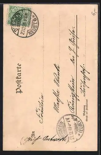 Lithographie Blonder Lockenschopf am Sternenhimmel