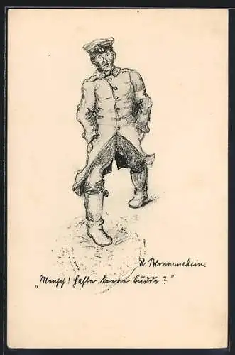 Künstler-AK Karikatur eines Sanitäters, Scherz