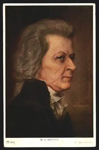Künstler-AK H. Torggler: W. A. Mozart, Profilportrait