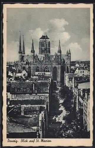 AK Danzig / Gdansk, Blick auf St. Marien