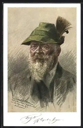 AK Prinzregent Luitpold von Bayern im 90. Lebensjahre mit einem Jagdhut