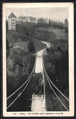 AK Fribourg, Pont du Gotteron apres la catastrophe du 9 mai 1919