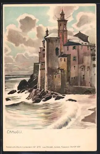 Künstler-AK Camogli, Gebäude am Meer