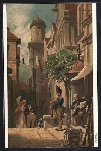 Künstler-AK Carl Spitzweg: Er kommt
