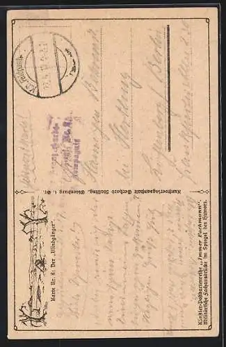 Künstler-AK Arthur Thiele unsign.: Nr.8, Der Blindgänger, Frauen läster über einen Soldat