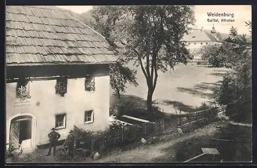 AK Kötschach-Mauthen, Weidenburg im Gailtal, Partie am Gasthaus