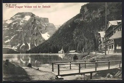 AK Prags, Pragser Wildsee, das Hotel mit Blick auf den Seekogel
