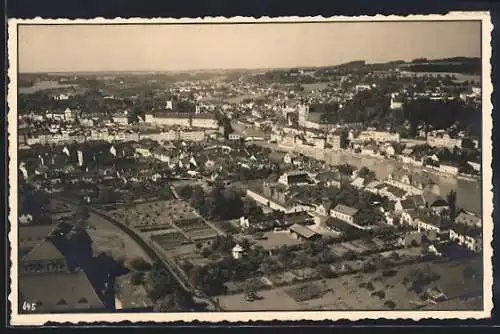AK Steyr /O. D., Ortsansicht mit Donau aus der Vogelschau
