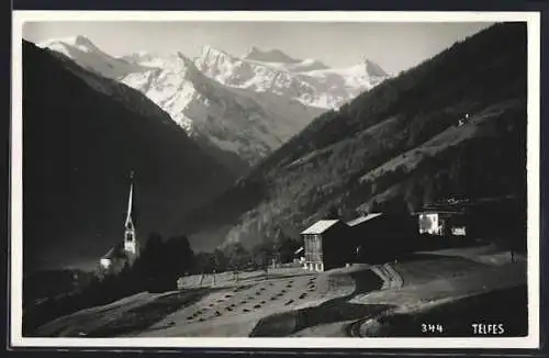 AK Telfes, Teilansicht mit Kirchturm