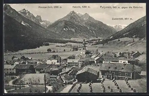 AK Fulpmes, Totale des Ortes gegen die Gletscher