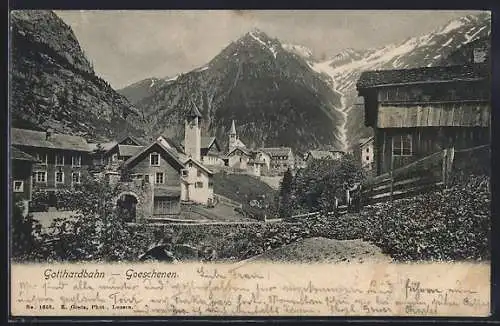 AK Goeschenen /Gotthardbahn, Panorama