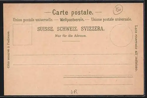 Lithographie Fluelen, Schillerstein, Tellskapelle und Gesamtansicht