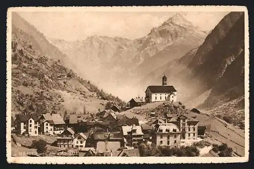 AK Wassen, Gotthardbahn, Ortspartie und die Windgälle