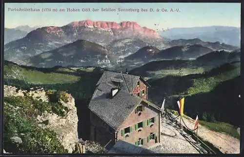 AK Purtschellerhaus, Berghütte am Hohen Göll der Sektion Sonneberg des D. & Oe. A. V.