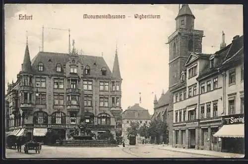 AK Erfurt, Monumentalbrunnen und Wigbertiturm
