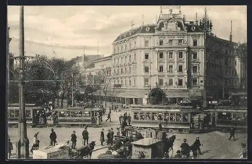 AK Berlin-Tiergarten, Potsdamer Platz mit Strassenbahn