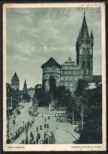 AK Königsberg, Strassenbahn auf dem Kaiser Wilhelm-Platz