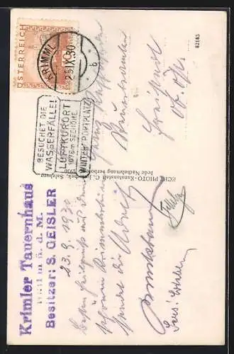 AK Warnsdorfer-Hütte, Gesamtansicht mit Dreiherrenspitze und Krimmlerkees