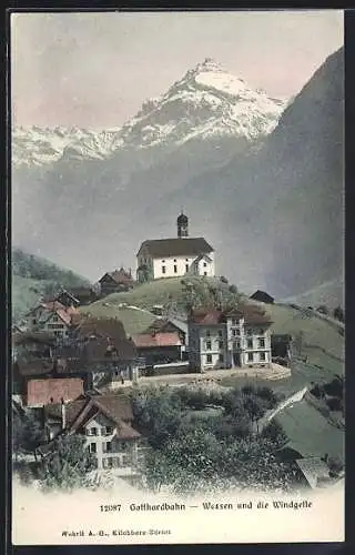 AK Wassen /Gotthardbahn, Teilansicht und die Windgelle