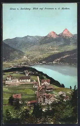 AK Seelisberg, Teilansicht mit Blick auf Brunnen u. d. Mythen