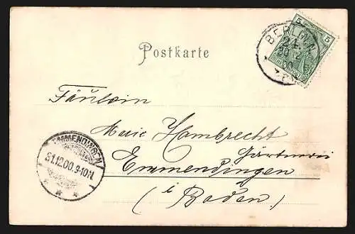 AK Jahreszahl 1901 mit Kleeblättern und Neujahrsgruss