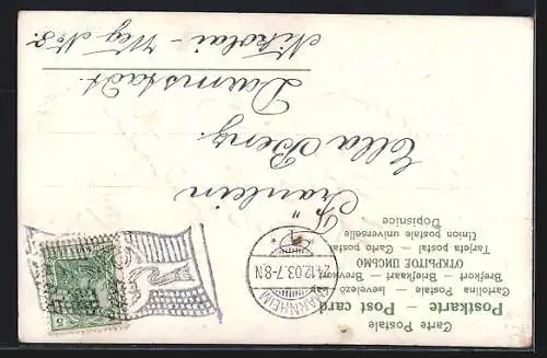 Präge-AK Verschneite Kiefernzapfen mit Weihnachtsgruss