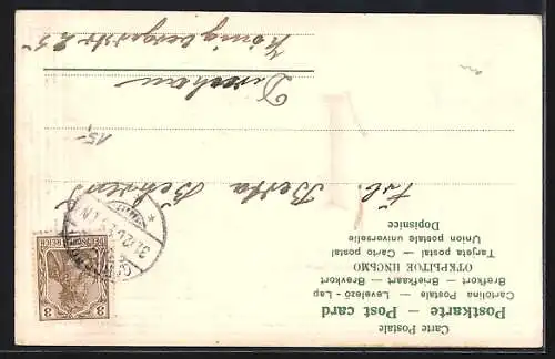 Präge-AK Neujahrsgruss 1905, Jahreszahl und Kleeblatt