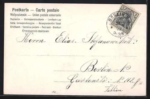 AK Jahreszahl 1904 aus Schneeglöckchen vor winterlicher Landschaft