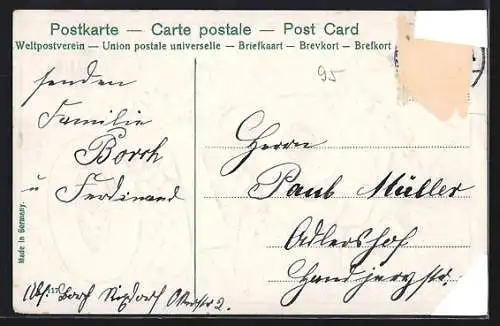 AK Neujahrsgruss, Jahreszahl 1910 mit Rosen und Vergissmeinnicht