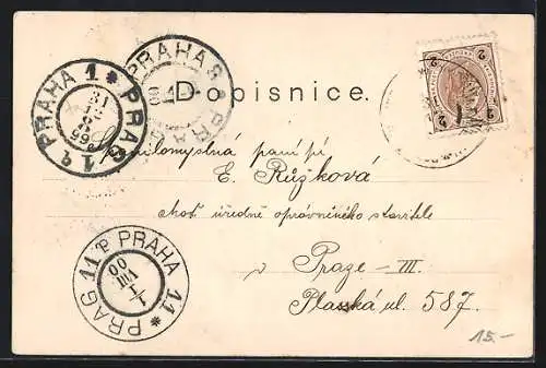AK Jahreszahl 1900, Vergissmeinnicht, Maiglöckchen und Glocken