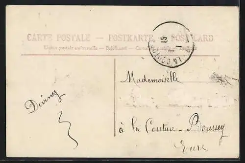 AK Gruss zum 1. April, Gratulant auf fliegendem Fisch