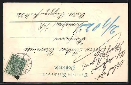 Präge-AK Neujahrsgruss, Jahreszahl 1902 mit Ranken