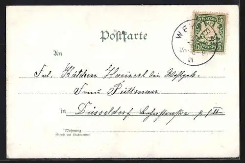 AK Jahreszahl 1902 aus Vergissmeinnicht im Holzrahmen