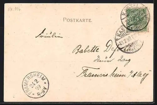 AK Mainz, Stadthalle mit Strassenpartie