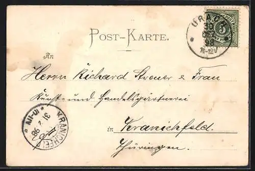 AK Urach / Württbg., Totalansicht mit Kirche und Gebirge