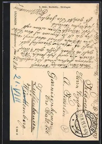 AK Säckingen, Sicht auf das Scheffeldenkmal