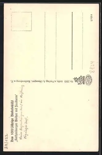 AK Dinkelsbühl, Rothenburger Weiher mit Faulturm, Flusspartie