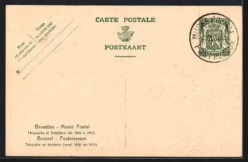 AK Bruxelles, Musée Postal, Télégraphe et Téléphone
