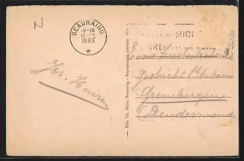 AK Beauraing, Route de Rochefort, Entrée du Pensionnat