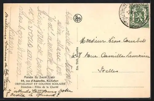 AK Rochefort, Maison du Sacré Coeur, Orphelinat et Colonie Scolaire, 56 Rue d`Austerlitz