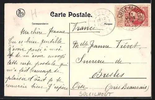 AK Fleurus, Pensionnat des Dames Bernardines de Soleilmont, Vue de face