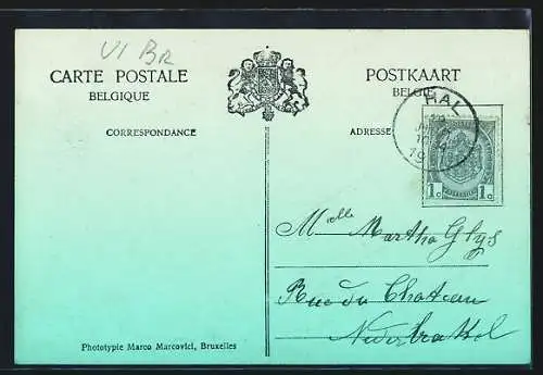 AK Hal, Kirche, Brücke, Strassenpartie