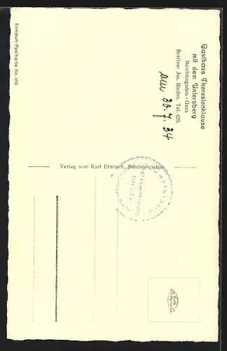 AK Berchtesgaden-Gern, Gasthaus Theresienklause mit Untersberg