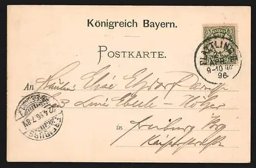 Künstler-AK Deggendorf, Panorama, Schloss Egg und Metten