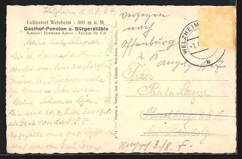 AK Welzheim, Gasthof Bürgerstüble Hermann Kaiser